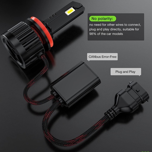 Frokom H11/H8/H9 LED Headlight Bulbs, 6000K Cool White 12000LM H11, IP67,2PCS - Picture 2 of 9